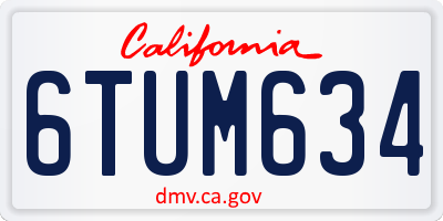 CA license plate 6TUM634