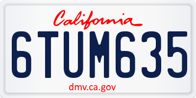 CA license plate 6TUM635