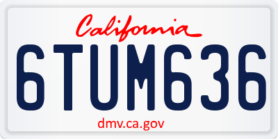 CA license plate 6TUM636