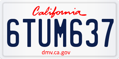 CA license plate 6TUM637