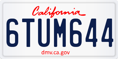 CA license plate 6TUM644