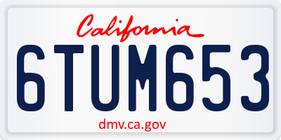 CA license plate 6TUM653