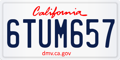 CA license plate 6TUM657