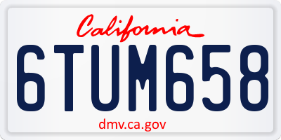 CA license plate 6TUM658