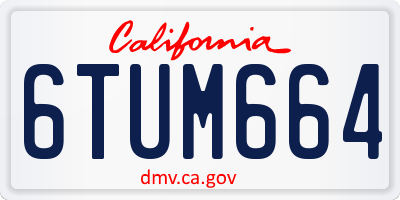 CA license plate 6TUM664