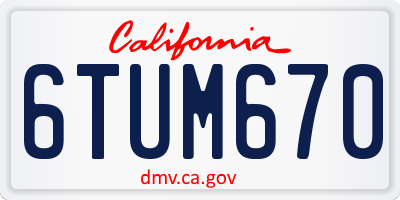 CA license plate 6TUM670
