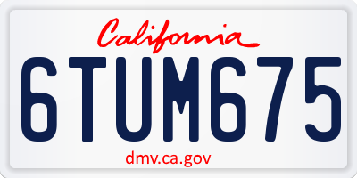 CA license plate 6TUM675