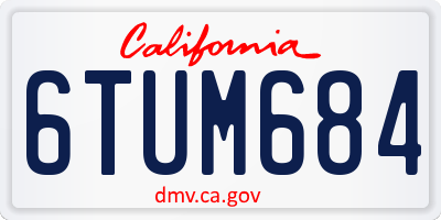 CA license plate 6TUM684