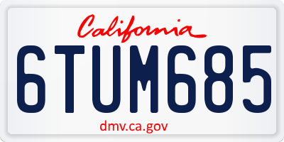 CA license plate 6TUM685