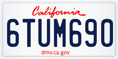CA license plate 6TUM690