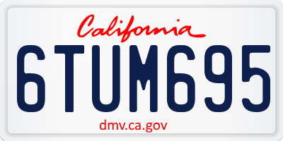 CA license plate 6TUM695