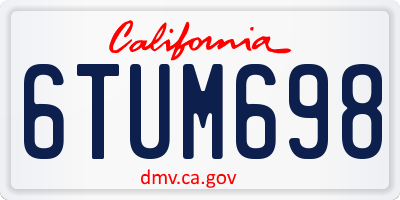 CA license plate 6TUM698