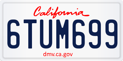 CA license plate 6TUM699