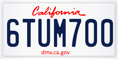 CA license plate 6TUM700