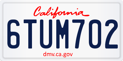 CA license plate 6TUM702