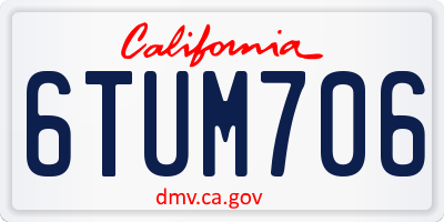CA license plate 6TUM706