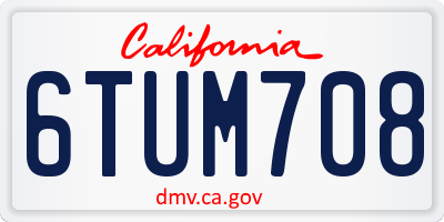 CA license plate 6TUM708