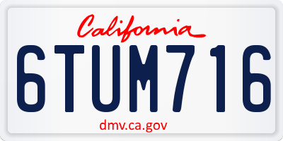 CA license plate 6TUM716