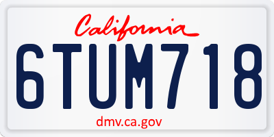 CA license plate 6TUM718