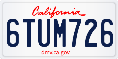 CA license plate 6TUM726
