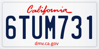 CA license plate 6TUM731