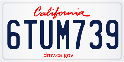 CA license plate 6TUM739