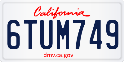 CA license plate 6TUM749