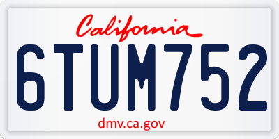 CA license plate 6TUM752