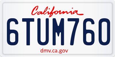 CA license plate 6TUM760