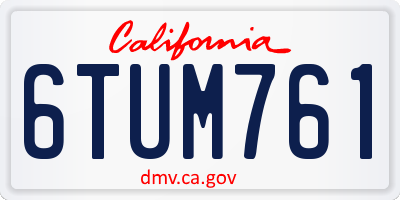 CA license plate 6TUM761