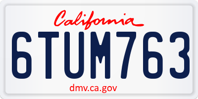 CA license plate 6TUM763