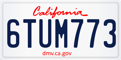 CA license plate 6TUM773