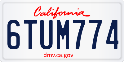 CA license plate 6TUM774