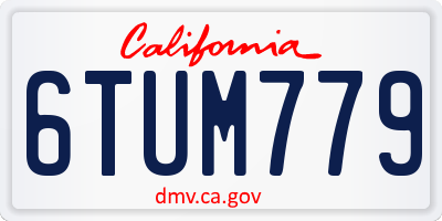CA license plate 6TUM779