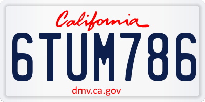 CA license plate 6TUM786