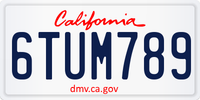 CA license plate 6TUM789