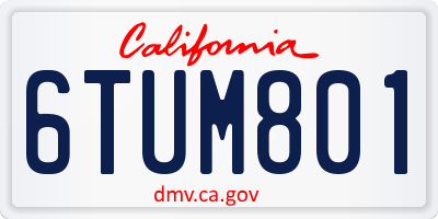 CA license plate 6TUM801