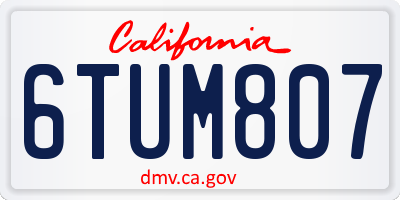 CA license plate 6TUM807