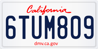 CA license plate 6TUM809
