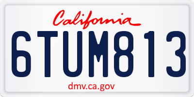 CA license plate 6TUM813