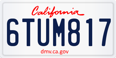 CA license plate 6TUM817