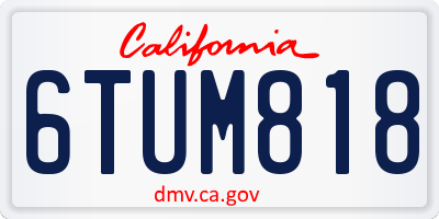 CA license plate 6TUM818