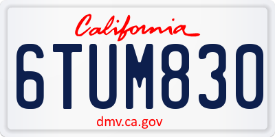 CA license plate 6TUM830