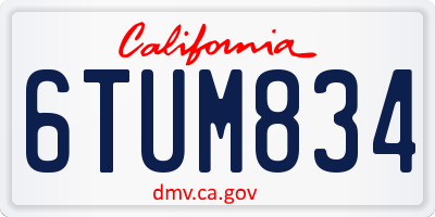 CA license plate 6TUM834
