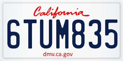 CA license plate 6TUM835