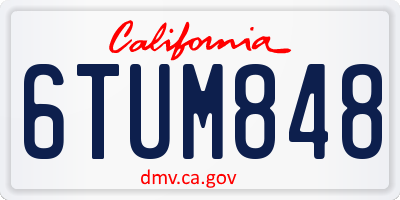 CA license plate 6TUM848