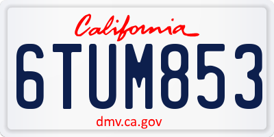 CA license plate 6TUM853