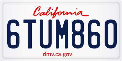 CA license plate 6TUM860