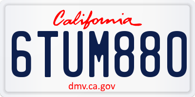 CA license plate 6TUM880