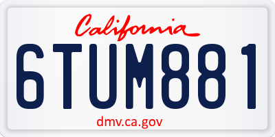 CA license plate 6TUM881